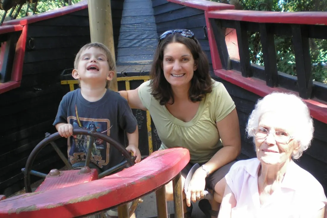 A Bollinger child with his mother and great-grandmother.